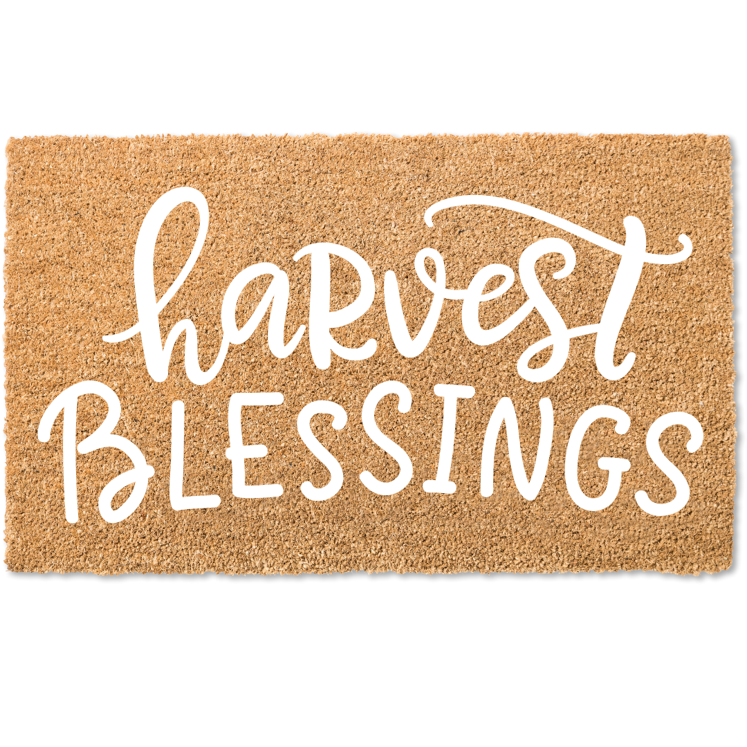 Harvest blessings fall door mat