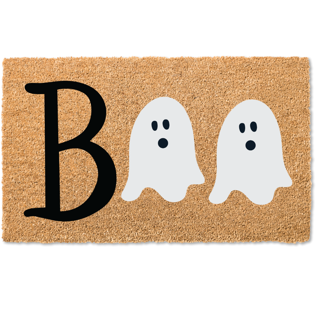 Boo ghost halloween door mat