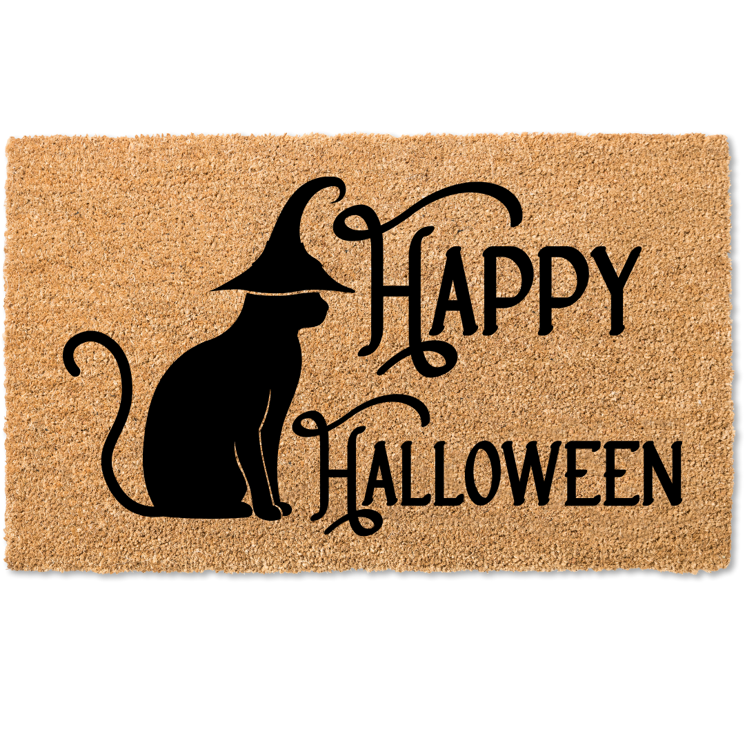 Happy Halloween Cat door mat