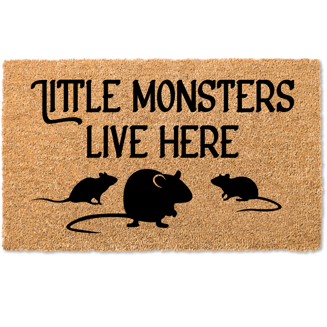 Little monsters live here halloween door mat
