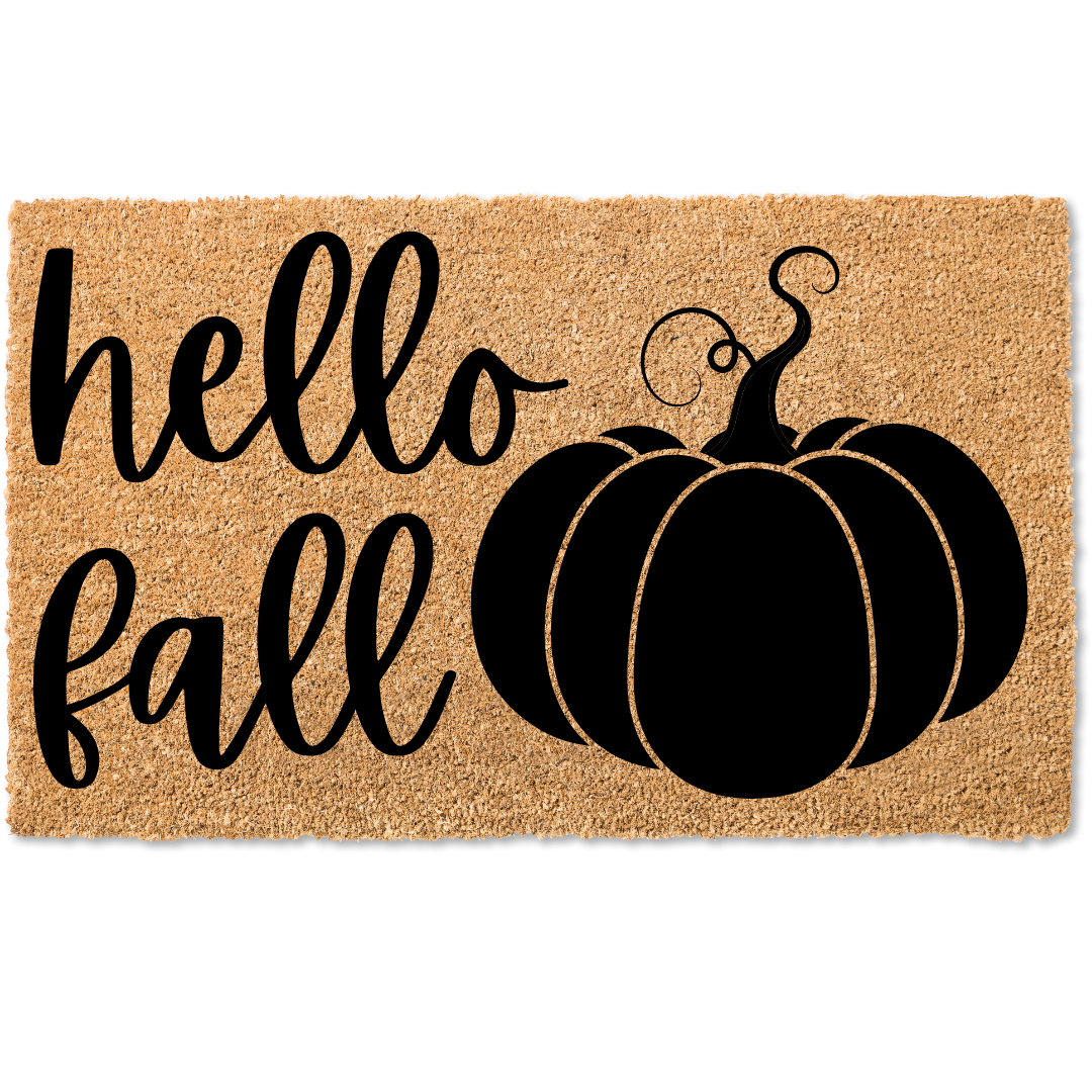 Hello fall pumpkin door mat