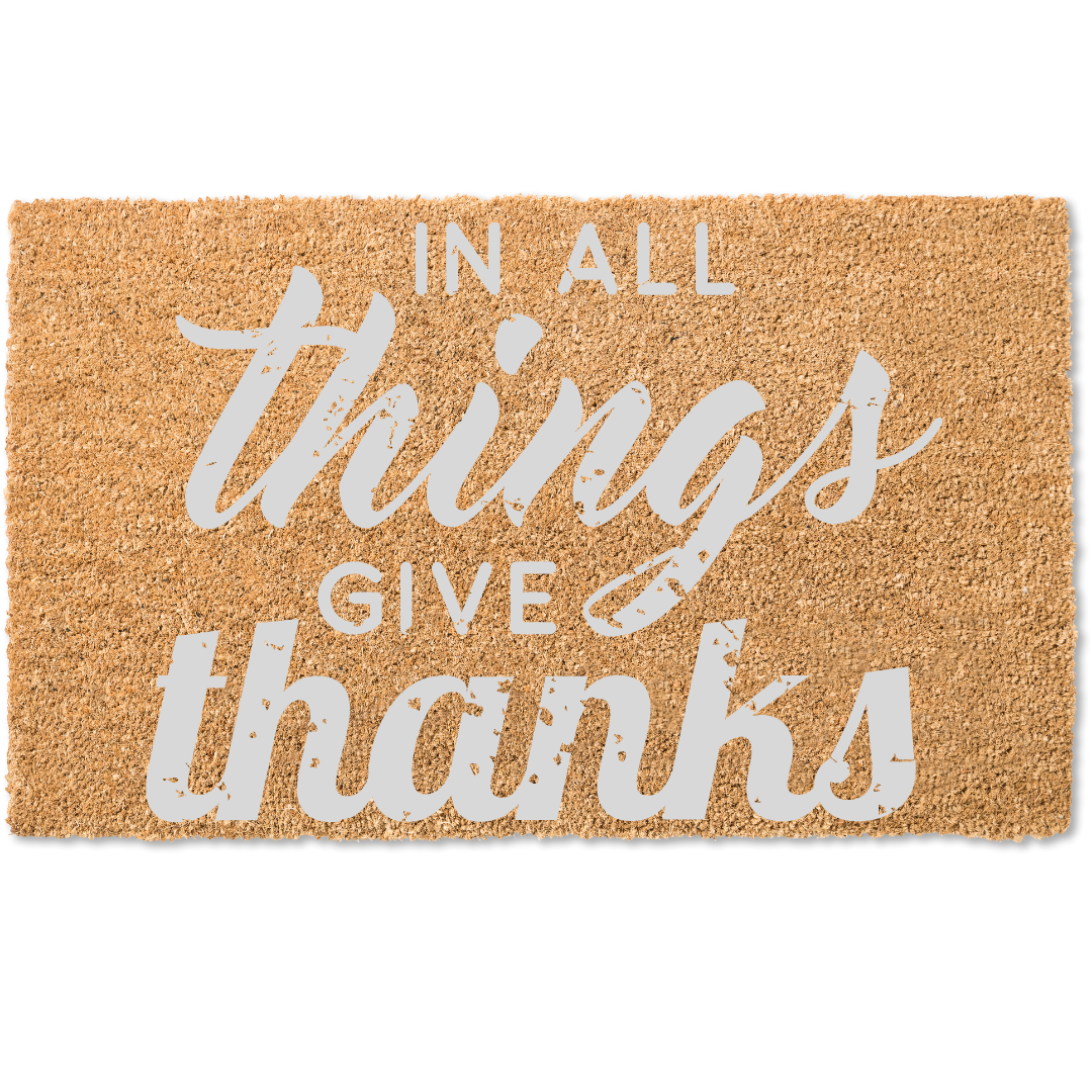 In all things give thanks fall door mat