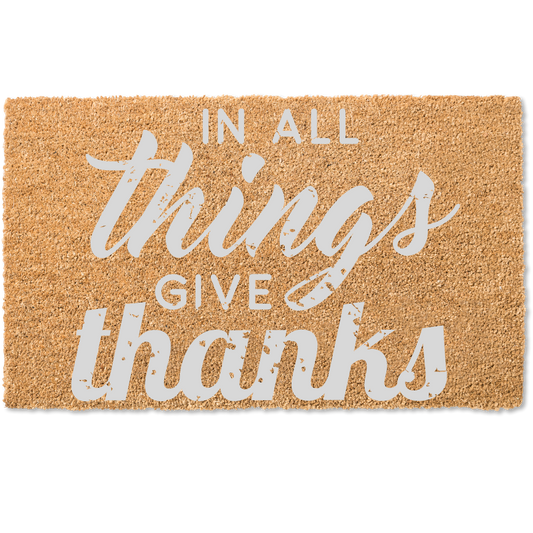 In all things give thanks fall door mat