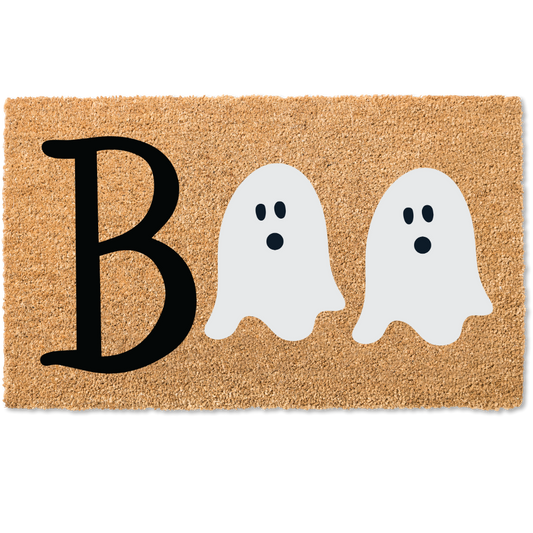 Boo ghost halloween door mat