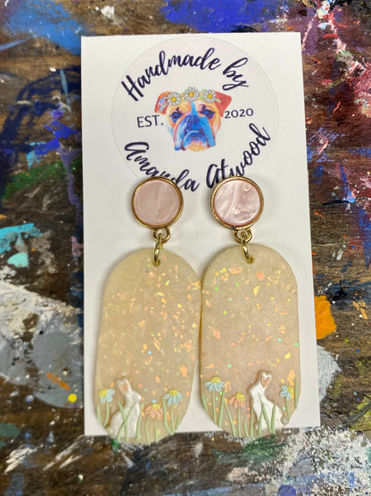 Meadow Bunnies - Handmade Polymer Clay Earrings