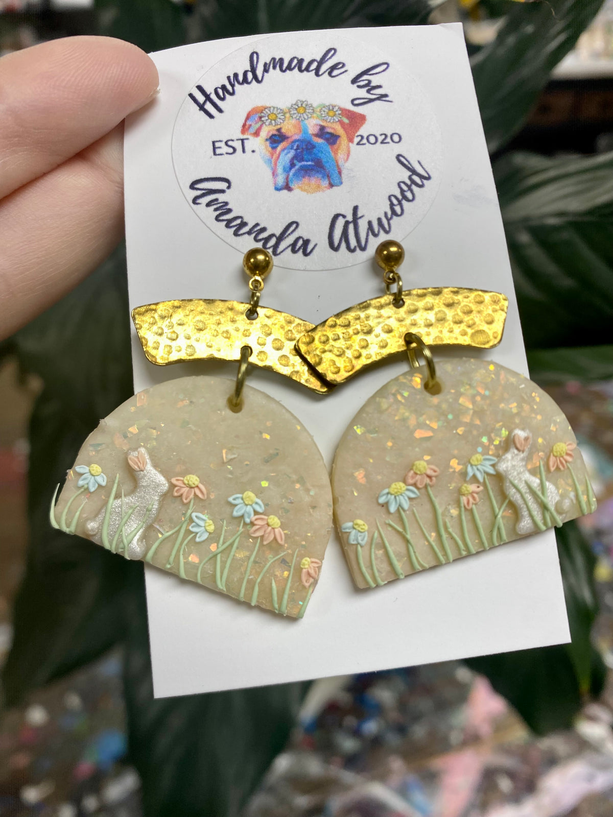 Meadow Bunnies - Handmade Polymer Clay Earrings