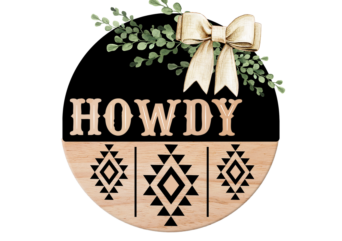 HOWDY - southwest print door hanger
