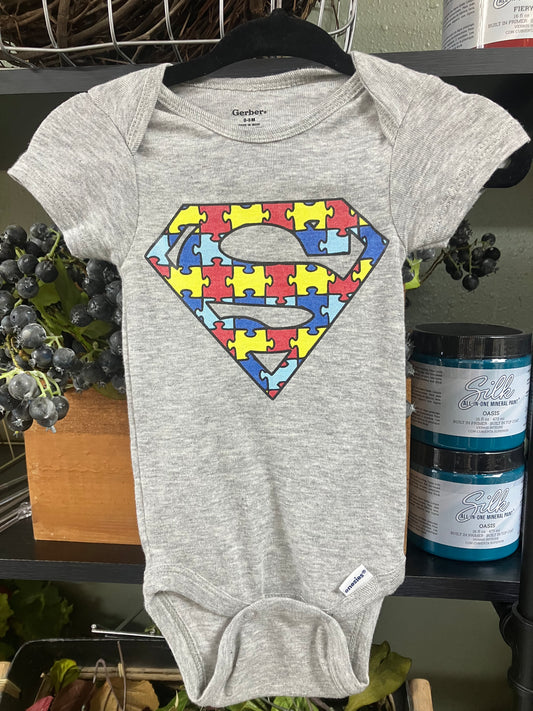 0-3M Super Hero Autism Onesie