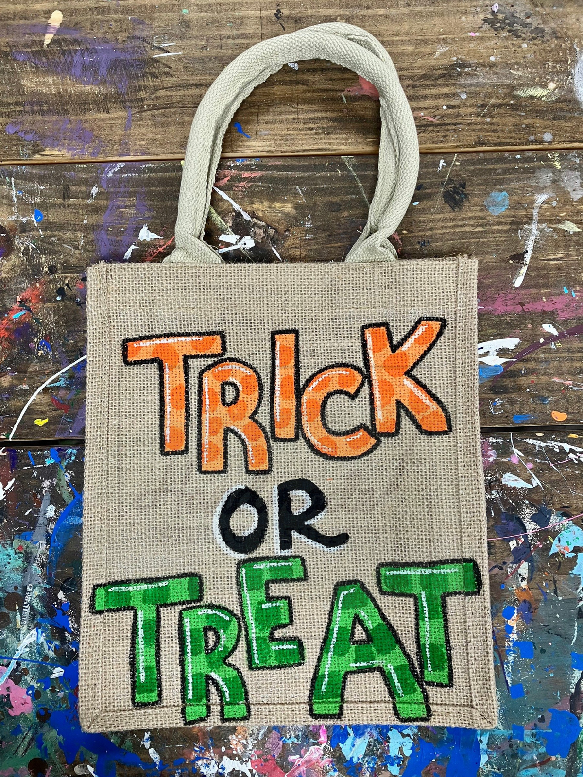 Painted Halloween Trick or Treat Bag