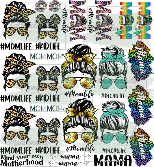 Mom Life / Messy Bun gang sheet SUBLIMATION