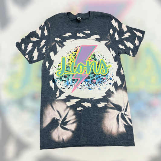Neon Lion Lightening bolt tee
