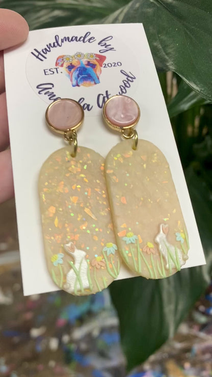 Meadow Bunnies - Handmade Polymer Clay Earrings