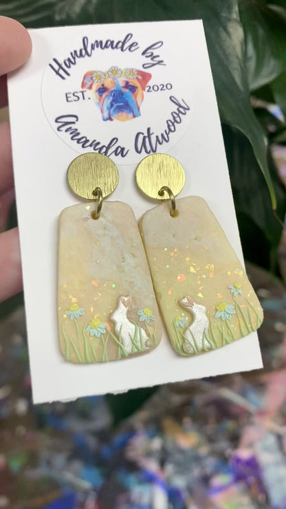 Meadow Bunnies - Handmade Polymer Clay Earrings