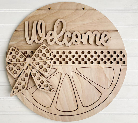 Welcome - polk-a-dot bow - lemon - lime - orange
