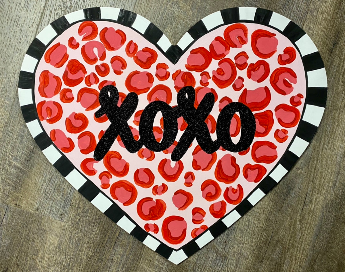 Xoxo leopard heart door hanger